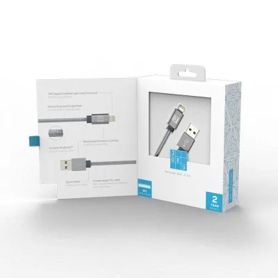 Juku Charge & Sync Lightning  Xl Cable - 3 Meter, Braided, 2.4A, Space Grey Metallic
